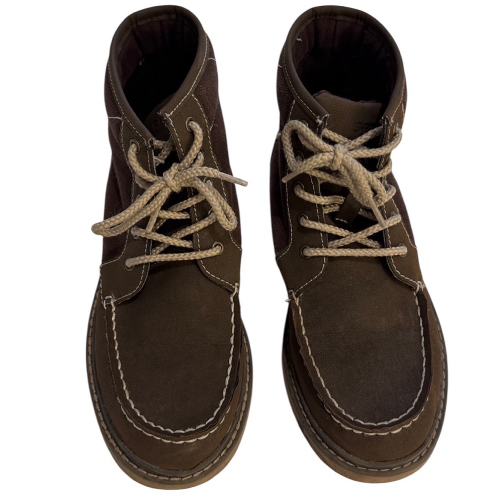 Sperry Top-Sider Rudder Boys Size 3 Brown Leather Chukka Boot Boat Shoes VGUC